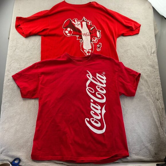 2 Coca-Cola FIFA World Cup Men's T-Shirt Medium Lot Of Two Red Logo Graphic Tee - Picture 14 of 14